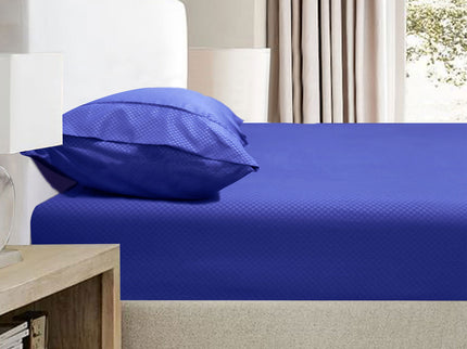Ramesses 2000TC Bamboo Embossed Fitted Sheet Combo Set Royal Blue Double