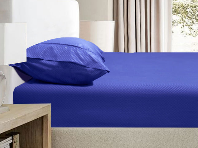 Ramesses 2000TC Bamboo Embossed Fitted Sheet Combo Set Royal Blue Double