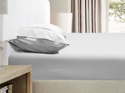 Ramesses 2000TC Bamboo Embossed Fitted Sheet Combo Set Silver Double