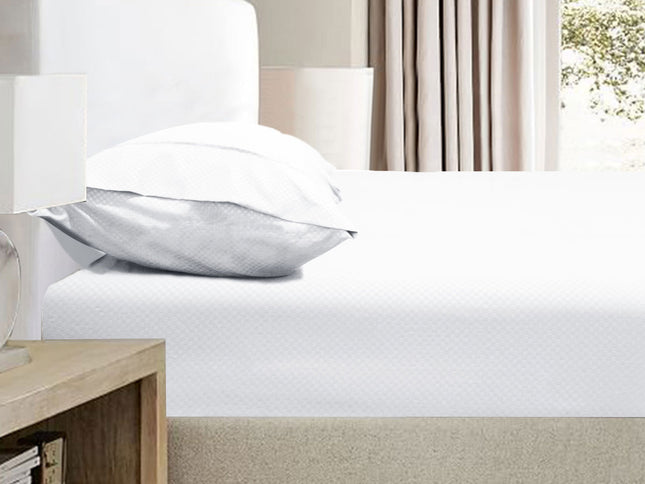 Ramesses 2000TC Bamboo Embossed Fitted Sheet Combo Set White Double