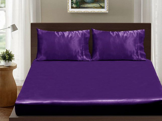 Ramesses Casablanca Satin Fitted Sheet Combo Set Violet Queen