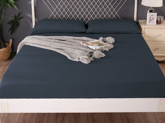 Ramesses 1000TC Linen Bamboo Fitted Sheet Combo Set Charcoal Double