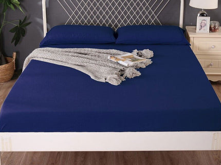 Ramesses 1000TC Linen Bamboo Fitted Sheet Combo Set Deep Blue Queen