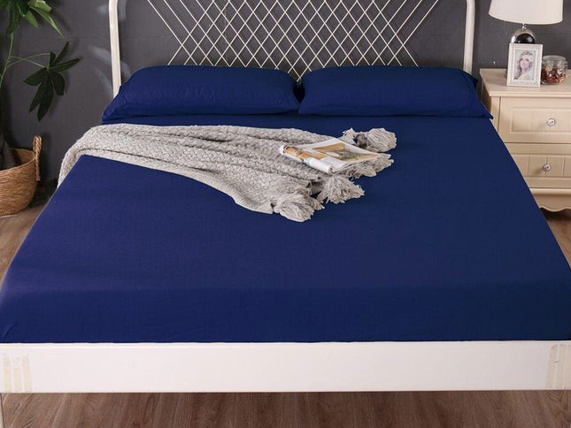 Ramesses 1000TC Linen Bamboo Fitted Sheet Combo Set Deep Blue Queen