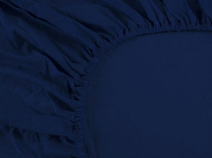 Ramesses 1000TC Linen Bamboo Fitted Sheet Combo Set Deep Blue Queen