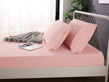 Ramesses 1000TC Linen Bamboo Fitted Sheet Combo Set Dusty Pink Double