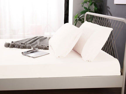 Ramesses 1000TC Linen Bamboo Fitted Sheet Combo Set White Double