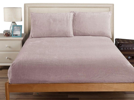 Ramesses Teddy Fleece Fitted Sheet Combo Set Dusty Pink King
