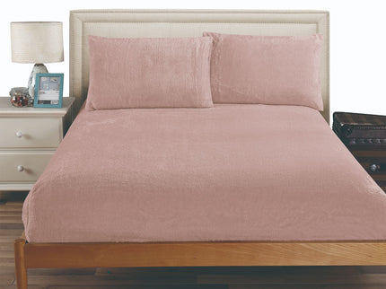 Ramesses Teddy Fleece Fitted Sheet Combo Set Rose Pink King
