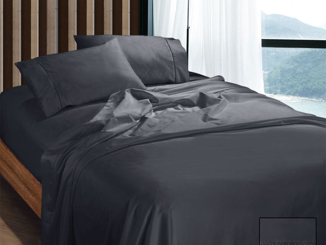 Ramesses 1100TC Egyptian Cotton Sateen Sheet Set Charcoal Queen
