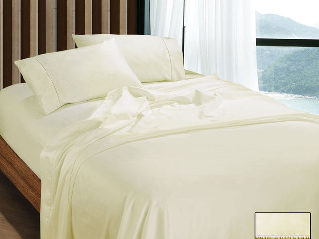 Ramesses 1100TC Egyptian Cotton Sateen Sheet Set Cream Queen