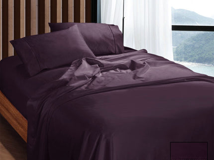 Ramesses 1100TC Egyptian Cotton Sateen Sheet Set Eggplant King