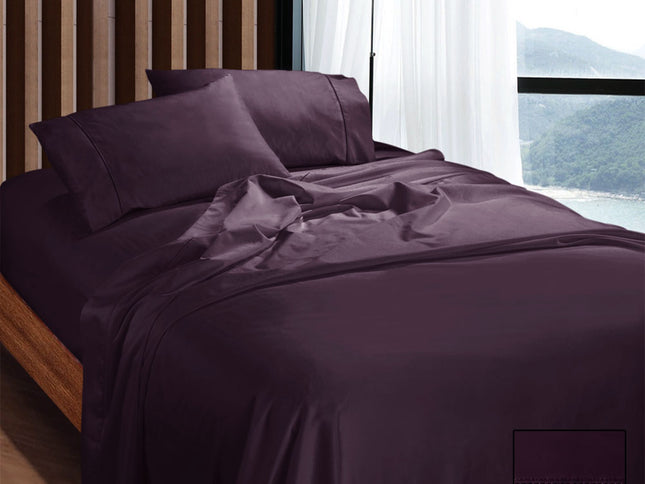 Ramesses 1100TC Egyptian Cotton Sateen Sheet Set Eggplant King