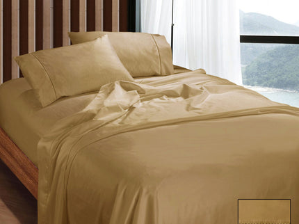 Ramesses 1100TC Egyptian Cotton Sateen Sheet Set Latte Queen