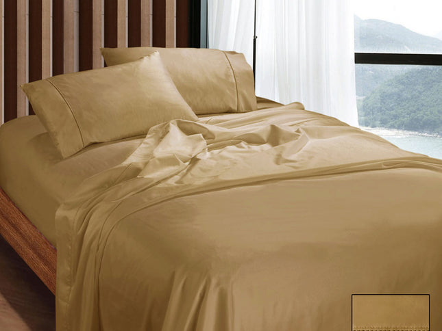 Ramesses 1100TC Egyptian Cotton Sateen Sheet Set Latte Queen