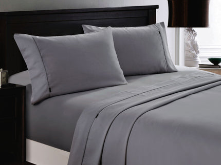 Deluxe Linen 1200TC Cotton Rich Sheet Set Charcoal King Single