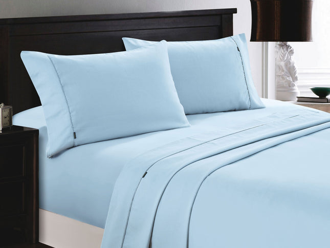 Deluxe Linen 1200TC Cotton Rich Sheet Set Pearl Blue King