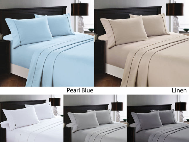 Deluxe Linen 1200TC Cotton Rich Sheet Set Pearl Blue King