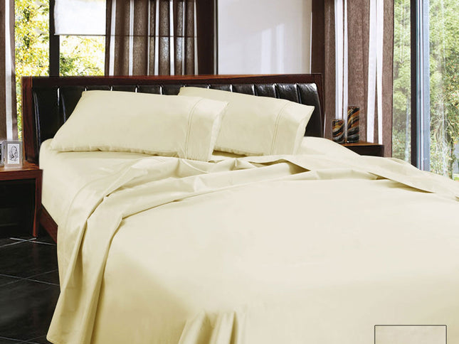 Ramesses 1450TC Egyptian Cotton Sateen Sheet Set Cream Queen