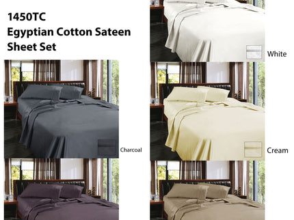 Ramesses 1450TC Egyptian Cotton Sateen Sheet Set Eggplant King