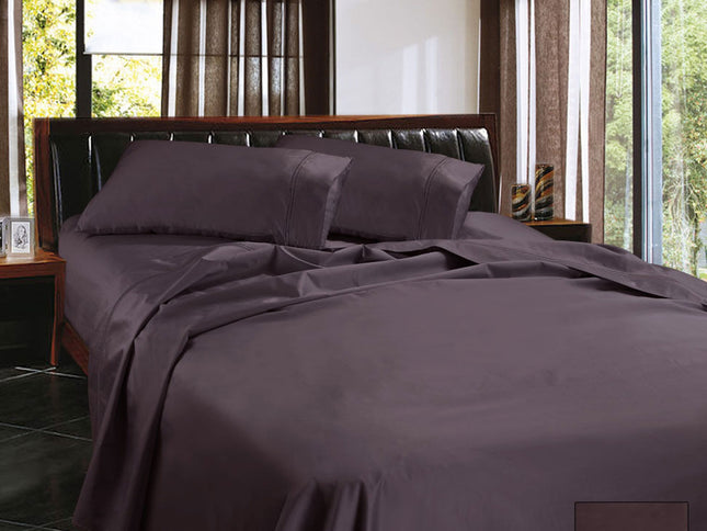 Ramesses 1450TC Egyptian Cotton Sateen Sheet Set Eggplant Queen