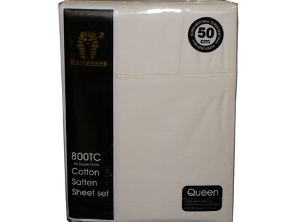 800TC Ramesses Cotton Sateen Sheet Set Cream King