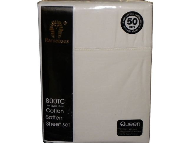 800TC Ramesses Cotton Sateen Sheet Set Cream King