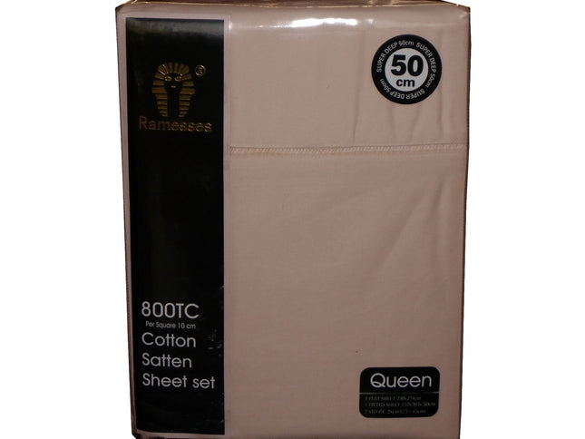 800TC Ramesses Cotton Sateen Sheet Set Linen King