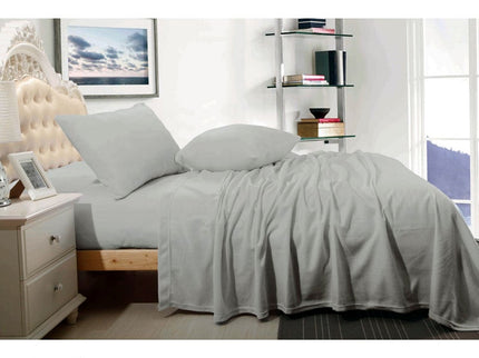 Shangri La Cashmere Touch Micro Flannelette Sheet Set Grey Queen