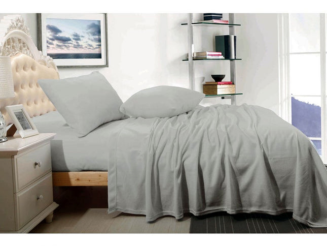 Shangri La Cashmere Touch Micro Flannelette Sheet Set Grey Queen