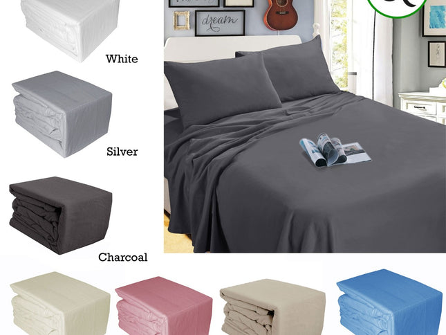 Ramesses Egyptian Cotton Flannel Sheet Set White Single