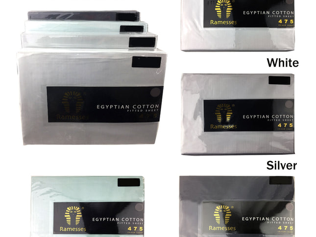 Ramesses 475TC Egyptian Cotton Fitted Sheet Queen Silver