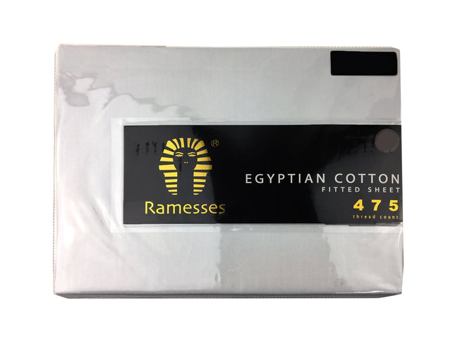 Ramesses 475TC Egyptian Cotton Fitted Sheet King White