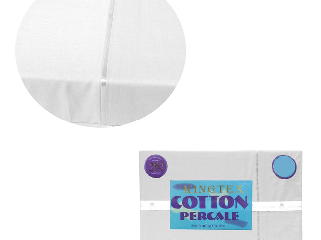 Kingtex 250TC Cotton Percale Sheet Set King White