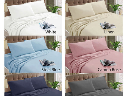 Kingtex Micro Flannelette Sheet Set 40 cm Wall Steel Blue Single