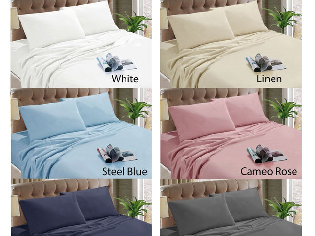 Kingtex Micro Flannelette Sheet Set 40 cm Wall Steel Blue Single