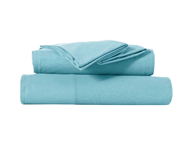 Kingtex Ultra-Soft Micro Flannel Sheet Set 40 cm Wall Aqua King Single