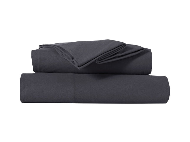 Kingtex Ultra-Soft Micro Flannel Sheet Set 40 cm Wall Charcoal Single