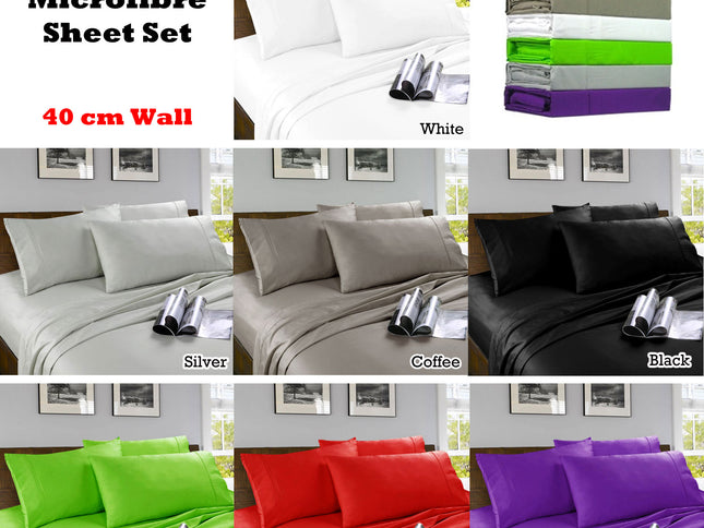 Kingtex Microfibre Sheet Set Coffee Double
