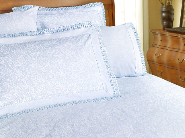 Shangri La Microfibre Machine Lace Sheet Set Ice Blue Double