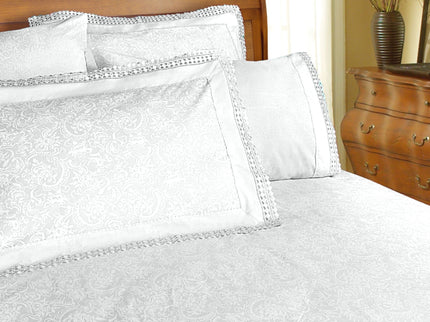 Shangri La Microfibre Machine Lace Sheet Set White King