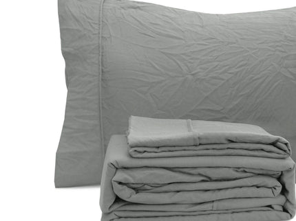 Ramesses Charcoal Pebble Wash Linen Look Alternative Sheet Set King
