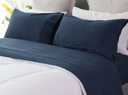 Ramesses Jeans Pebble Wash Linen Look Alternative Sheet Set Queen