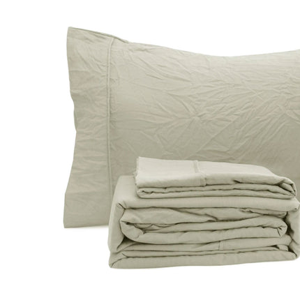 Ramesses Oatmeal Pebble Wash Linen Look Alternative Sheet Set Double