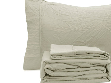 Ramesses Oatmeal Pebble Wash Linen Look Alternative Sheet Set Queen