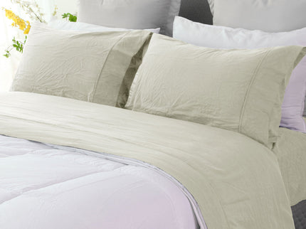 Ramesses Oatmeal Pebble Wash Linen Look Alternative Sheet Set Single