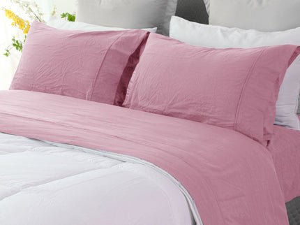 Ramesses Classic Rose Pebble Wash Linen Look Alternative Sheet Set Double