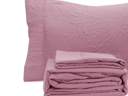 Ramesses Classic Rose Pebble Wash Linen Look Alternative Sheet Set Double
