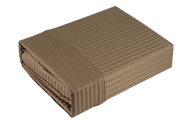 Ramesses 1000TC American Pima Cotton Narrow Stripe Sheet Set Mocha Queen