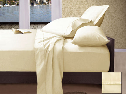 Ramesses 1000TC American Pima Cotton Plain Design Sheet Set Ivory Queen
